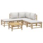 vidaXL Set de muebles de jardín 6 piezas bambú con cojines gris claro vidaXL Set de muebles de jardín 6 piezas bambú con cojines gris claro