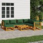 vidaXL Set de muebles de jardín 8 pzas madera maciza con cojines verde vidaXL Set de muebles de jardín 8 pzas madera maciza con cojines verde