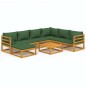 vidaXL Set de muebles de jardín 8 pzas madera maciza con cojines verde vidaXL Set de muebles de jardín 8 pzas madera maciza con cojines verde