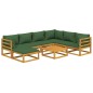 vidaXL Set de muebles de jardín 8 pzas madera maciza con cojines verde vidaXL Set de muebles de jardín 8 pzas madera maciza con cojines verde