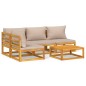 vidaXL Set muebles de jardín 5 pzas madera maciza y cojines gris taupé vidaXL Set muebles de jardín 5 pzas madera maciza y cojines gris taupé