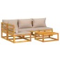 vidaXL Set muebles de jardín 5 pzas madera maciza y cojines gris taupé vidaXL Set muebles de jardín 5 pzas madera maciza y cojines gris taupé