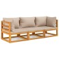 vidaXL Set muebles de jardín 3 pzas madera maciza y cojines gris taupé vidaXL Set muebles de jardín 3 pzas madera maciza y cojines gris taupé