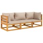 vidaXL Set muebles de jardín 3 pzas madera maciza y cojines gris taupé vidaXL Set muebles de jardín 3 pzas madera maciza y cojines gris taupé