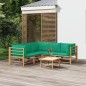 vidaXL Set de muebles de jardín 6 piezas bambú con cojines verde vidaXL Set de muebles de jardín 6 piezas bambú con cojines verde