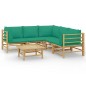 vidaXL Set de muebles de jardín 6 piezas bambú con cojines verde vidaXL Set de muebles de jardín 6 piezas bambú con cojines verde