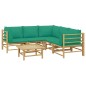 vidaXL Set de muebles de jardín 6 piezas bambú con cojines verde vidaXL Set de muebles de jardín 6 piezas bambú con cojines verde