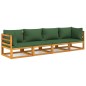 vidaXL Juego muebles de jardín 4 piezas madera maciza y cojines verdes vidaXL Juego muebles de jardín 4 piezas madera maciza y cojines verdes