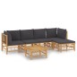vidaXL Set de muebles de jardín 6 piezas bambú con cojines gris oscuro vidaXL Set de muebles de jardín 6 piezas bambú con cojines gris oscuro