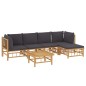 vidaXL Set de muebles de jardín 6 piezas bambú con cojines gris oscuro vidaXL Set de muebles de jardín 6 piezas bambú con cojines gris oscuro