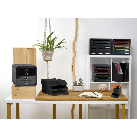 Exacompta Set de cajones para escritorio Black Office 4 cajones negro