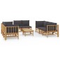 vidaXL Set de muebles de jardín 9 piezas bambú con cojines gris oscuro vidaXL Set de muebles de jardín 9 piezas bambú con cojines gris oscuro