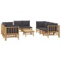 vidaXL Set de muebles de jardín 9 piezas bambú con cojines gris oscuro vidaXL Set de muebles de jardín 9 piezas bambú con cojines gris oscuro