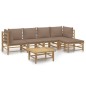 vidaXL Set de muebles de jardín 6 piezas bambú con cojines gris taupé vidaXL Set de muebles de jardín 6 piezas bambú con cojines gris taupé