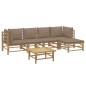 vidaXL Set de muebles de jardín 6 piezas bambú con cojines gris taupé vidaXL Set de muebles de jardín 6 piezas bambú con cojines gris taupé