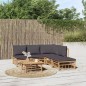 vidaXL Set de muebles de jardín 6 piezas bambú con cojines gris oscuro