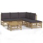 vidaXL Set de muebles de jardín 6 piezas bambú con cojines gris oscuro
