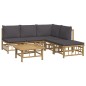 vidaXL Set de muebles de jardín 6 piezas bambú con cojines gris oscuro