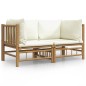 vidaXL Sofás de esquina de jardín 2 uds bambú con cojines blanco crema vidaXL Sofás de esquina de jardín 2 uds bambú con cojines blanco crema