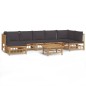 vidaXL Set de muebles de jardín 8 piezas bambú con cojines gris oscuro vidaXL Set de muebles de jardín 8 piezas bambú con cojines gris oscuro