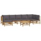 vidaXL Set de muebles de jardín 8 piezas bambú con cojines gris oscuro vidaXL Set de muebles de jardín 8 piezas bambú con cojines gris oscuro
