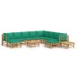 vidaXL Set de muebles de jardín 12 piezas bambú con cojines verde vidaXL Set de muebles de jardín 12 piezas bambú con cojines verde