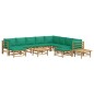 vidaXL Set de muebles de jardín 12 piezas bambú con cojines verde vidaXL Set de muebles de jardín 12 piezas bambú con cojines verde