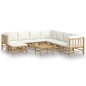 vidaXL Set de muebles de jardín 9 piezas bambú y cojines blanco crema vidaXL Set de muebles de jardín 9 piezas bambú y cojines blanco crema