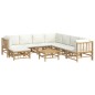 vidaXL Set de muebles de jardín 9 piezas bambú y cojines blanco crema vidaXL Set de muebles de jardín 9 piezas bambú y cojines blanco crema