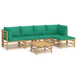 vidaXL Set de muebles de jardín 6 piezas bambú con cojines verde