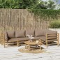 vidaXL Set de muebles de jardín 6 piezas bambú con cojines gris taupé vidaXL Set de muebles de jardín 6 piezas bambú con cojines gris taupé