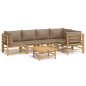 vidaXL Set de muebles de jardín 6 piezas bambú con cojines gris taupé vidaXL Set de muebles de jardín 6 piezas bambú con cojines gris taupé