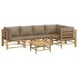 vidaXL Set de muebles de jardín 6 piezas bambú con cojines gris taupé vidaXL Set de muebles de jardín 6 piezas bambú con cojines gris taupé