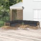 vidaXL Set de muebles de jardín 12 pzas bambú con cojines gris oscuro vidaXL Set de muebles de jardín 12 pzas bambú con cojines gris oscuro