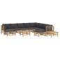 vidaXL Set de muebles de jardín 12 pzas bambú con cojines gris oscuro vidaXL Set de muebles de jardín 12 pzas bambú con cojines gris oscuro