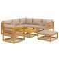 vidaXL Set muebles de jardín 8 pzas madera maciza y cojines gris taupé vidaXL Set muebles de jardín 8 pzas madera maciza y cojines gris taupé