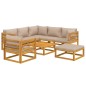 vidaXL Set muebles de jardín 8 pzas madera maciza y cojines gris taupé vidaXL Set muebles de jardín 8 pzas madera maciza y cojines gris taupé