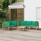 vidaXL Set de muebles de jardín 6 piezas bambú con cojines verde vidaXL Set de muebles de jardín 6 piezas bambú con cojines verde