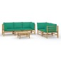 vidaXL Set de muebles de jardín 6 piezas bambú con cojines verde vidaXL Set de muebles de jardín 6 piezas bambú con cojines verde