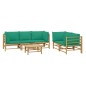 vidaXL Set de muebles de jardín 6 piezas bambú con cojines verde vidaXL Set de muebles de jardín 6 piezas bambú con cojines verde