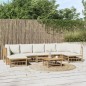 vidaXL Set de muebles de jardín 8 piezas bambú y cojines blanco crema vidaXL Set de muebles de jardín 8 piezas bambú y cojines blanco crema