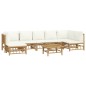 vidaXL Set de muebles de jardín 8 piezas bambú y cojines blanco crema vidaXL Set de muebles de jardín 8 piezas bambú y cojines blanco crema