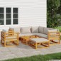 vidaXL Set muebles de jardín 8 pzas madera maciza y cojines gris claro
