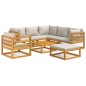 vidaXL Set muebles de jardín 8 pzas madera maciza y cojines gris claro