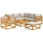 vidaXL Set muebles de jardín 8 pzas madera maciza y cojines gris claro