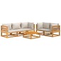 vidaXL Set muebles de jardín 6 pzas madera maciza y cojines gris claro vidaXL Set muebles de jardín 6 pzas madera maciza y cojines gris claro