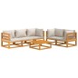 vidaXL Set muebles de jardín 6 pzas madera maciza y cojines gris claro vidaXL Set muebles de jardín 6 pzas madera maciza y cojines gris claro