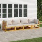 vidaXL Set muebles de jardín 4 pzas madera maciza y cojines gris claro vidaXL Set muebles de jardín 4 pzas madera maciza y cojines gris claro