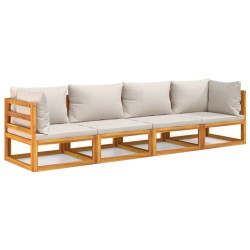 vidaXL Set muebles de jardín 4 pzas madera maciza y cojines gris claro
