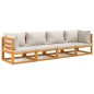 vidaXL Set muebles de jardín 4 pzas madera maciza y cojines gris claro vidaXL Set muebles de jardín 4 pzas madera maciza y cojines gris claro